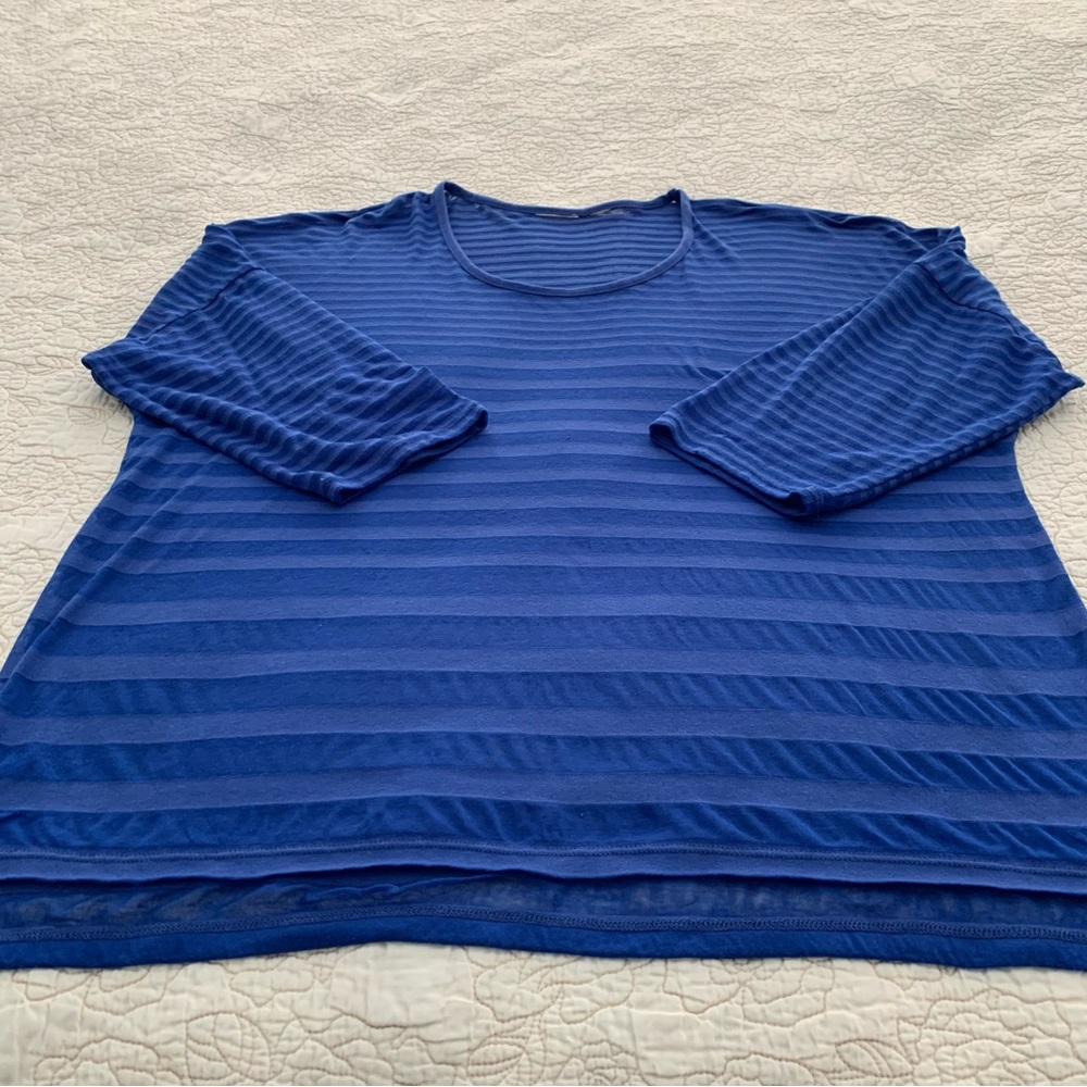 Royal Blue 3/4 Sleeve Sheer Top Size XL - Picture 4 of 12